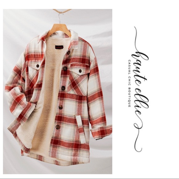Becca-Plaid Faux Sherpa Lined Shirt Jacket - Picture 8 of 10